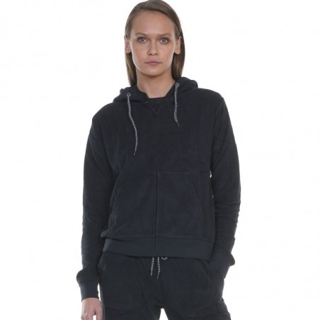 Body Action - Women's Terry Hoodie Jacket - 071220-01-ΒLΑCΚ