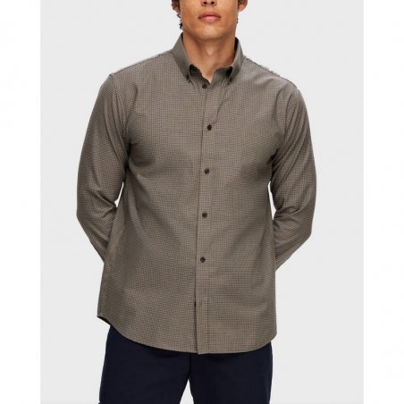 selected-slhreg-sirius-mini-check-shirt-ls-16091988-greige