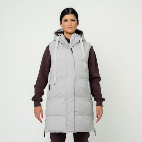 Be:nation Long Vest Puffer Jacket - 08102402-CONCRETE