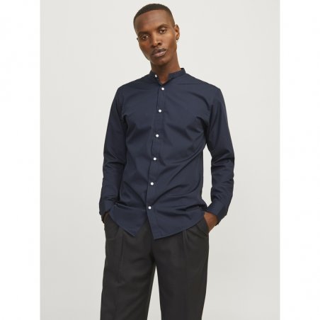 Jack & Jones Jjjoe Shirt Ls Plain Mao - 12205921-NAVY BLAZER