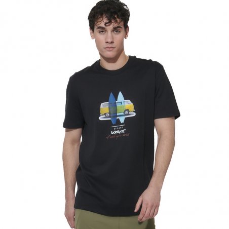 Body Action Men's Regular Fit Mercerised T-Shirt - 053623-01-BLACK
