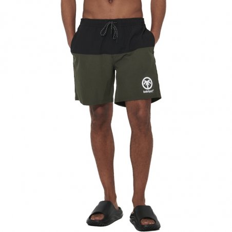 Body Action Men's Colorblock Swim Shorts - 033627-01-BLACK/KHAKI
