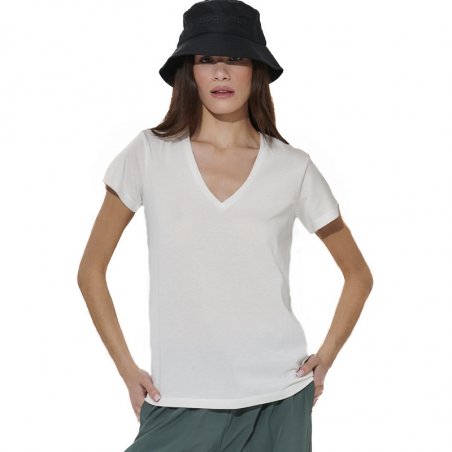 Body Action Women's Modal V-Neck T-Shirt - 051627-01-WHITE ALYSSUM