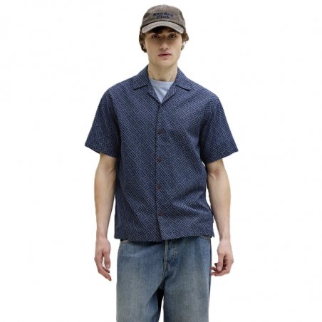 Jack & Jones Jprbluwinson Print Dobby S/s Shirt Ln - 12291956-PAGEANT BLUE