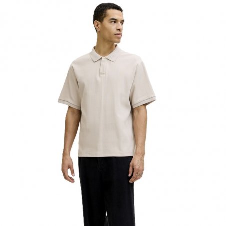 Jack & Jones Jjeharrison Structure Polo Ss Ln - 12287988-MOONBEAM